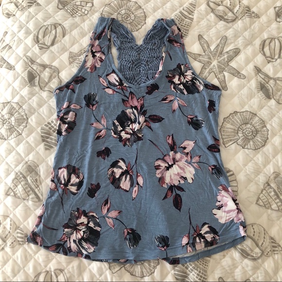 EUC Maurices Floral Crochet Back Tank